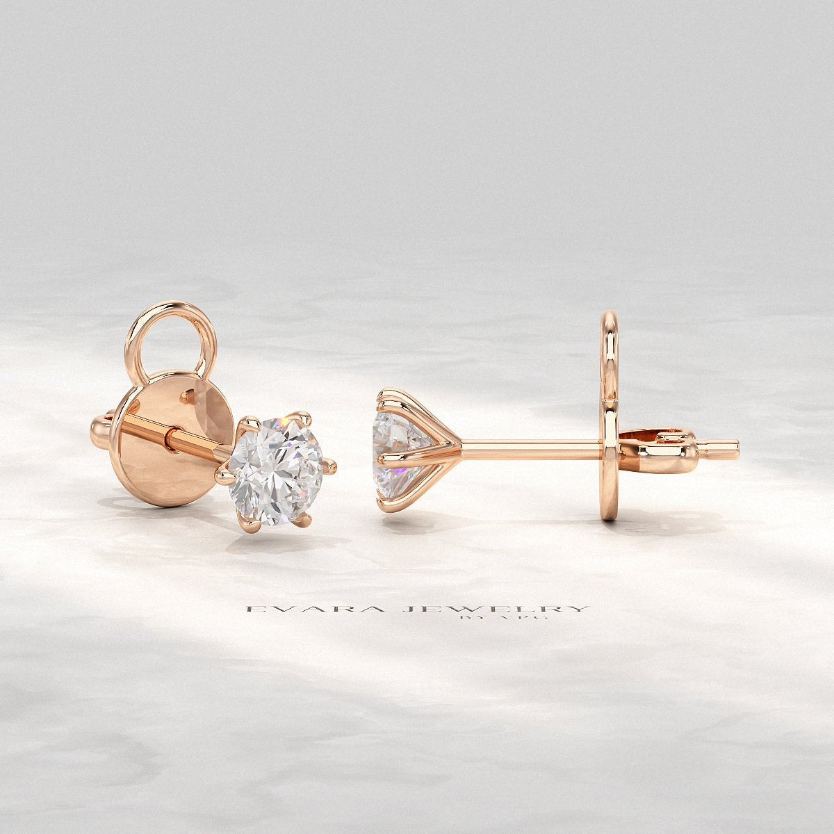 1 Carat Solitaire Lab Grown Diamond Studs Earrings - Evara Jewelry LLC