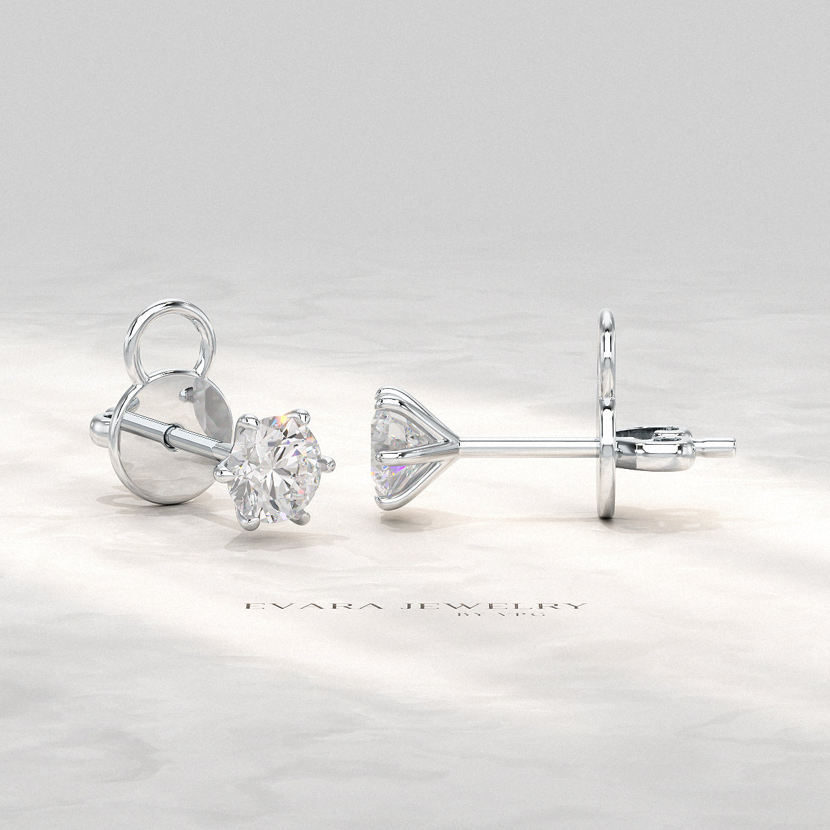 1 Carat Solitaire Lab Grown Diamond Studs Earrings - Evara Jewelry LLC