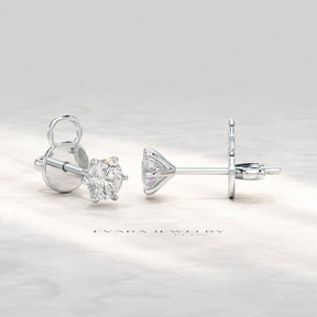 1 Carat Solitaire Lab Grown Diamond Studs Earrings - Evara Jewelry LLC