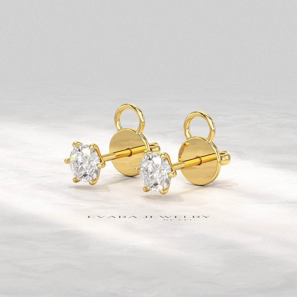 1 Carat Solitaire Lab Grown Diamond Studs Earrings - Evara Jewelry LLC