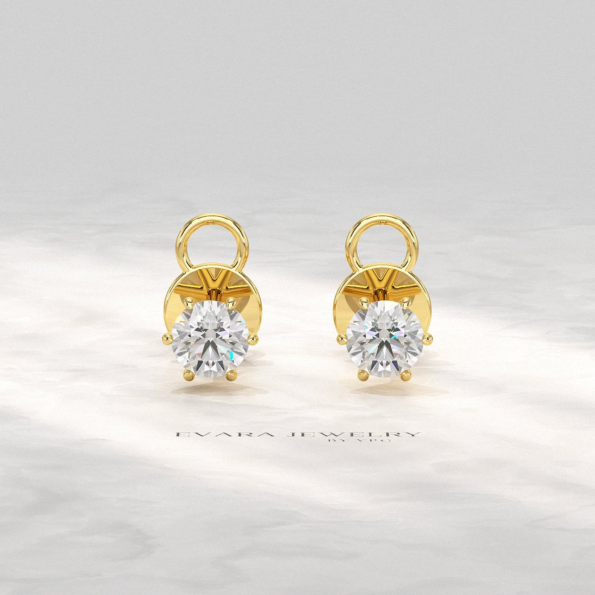 1 Carat Solitaire Lab Grown Diamond Studs Earrings - Evara Jewelry LLC