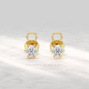 1 Carat Solitaire Lab Grown Diamond Studs Earrings - Evara Jewelry LLC
