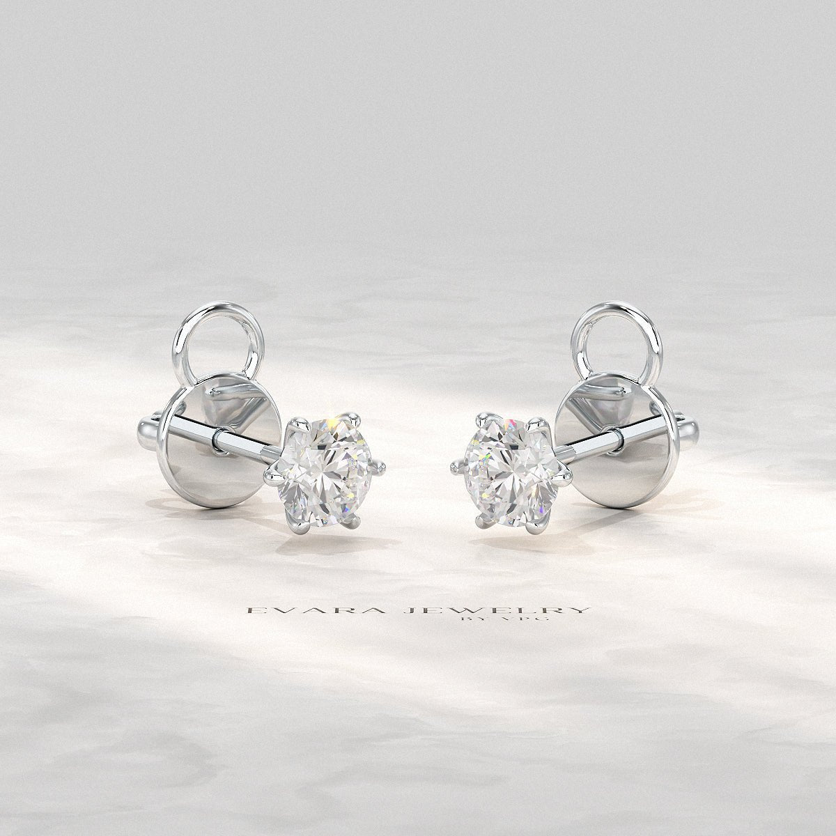 1 Carat Solitaire Lab Grown Diamond Studs Earrings - Evara Jewelry LLC