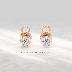 1 Carat Solitaire Lab Grown Diamond Studs Earrings - Evara Jewelry LLC