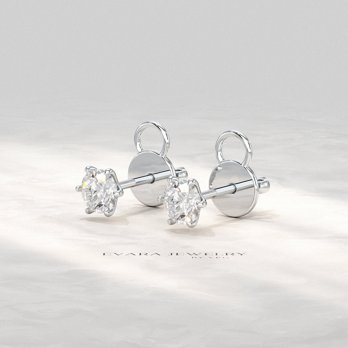 1 Carat Solitaire Lab Grown Diamond Studs Earrings - Evara Jewelry LLC