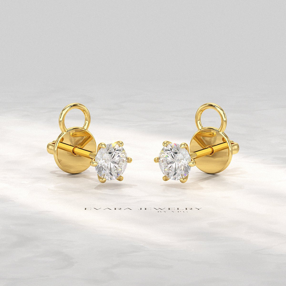 1 Carat Solitaire Lab Grown Diamond Studs Earrings - Evara Jewelry LLC