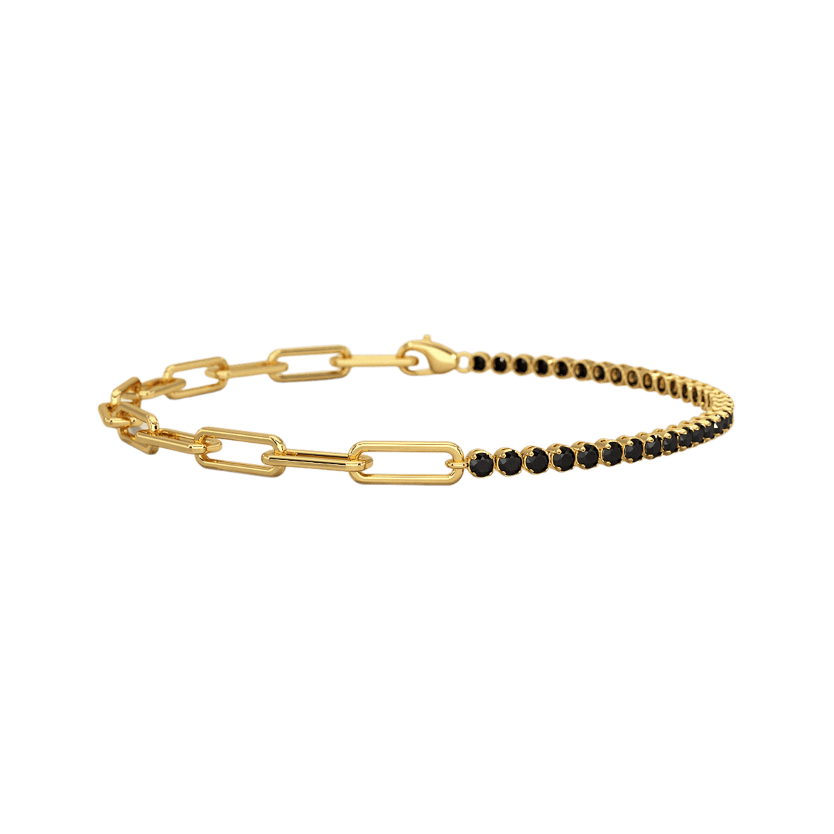 1.32 Carat Black Diamond & Paperclip 50-50 Tennis Bracelet