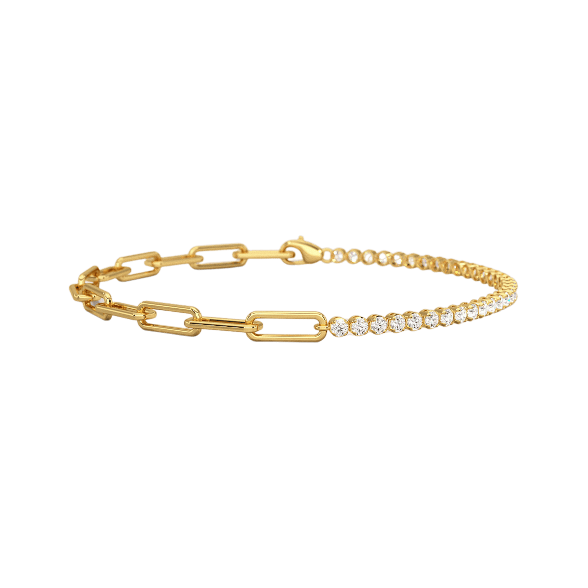 1.38 Carats Diamond & Paperclip 50-50 Tennis Bracelet - Lab Grown Diamond