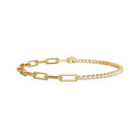 1.38 Carats Diamond & Paperclip 50-50 Tennis Bracelet - Lab Grown Diamond