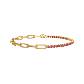 Natural Ruby & Paperclip 50-50 Tennis Bracelet