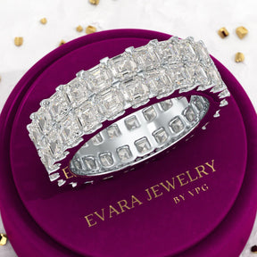 10 Carat Asscher Cut Diamond Wedding Band - Evara Jewelry LLC
