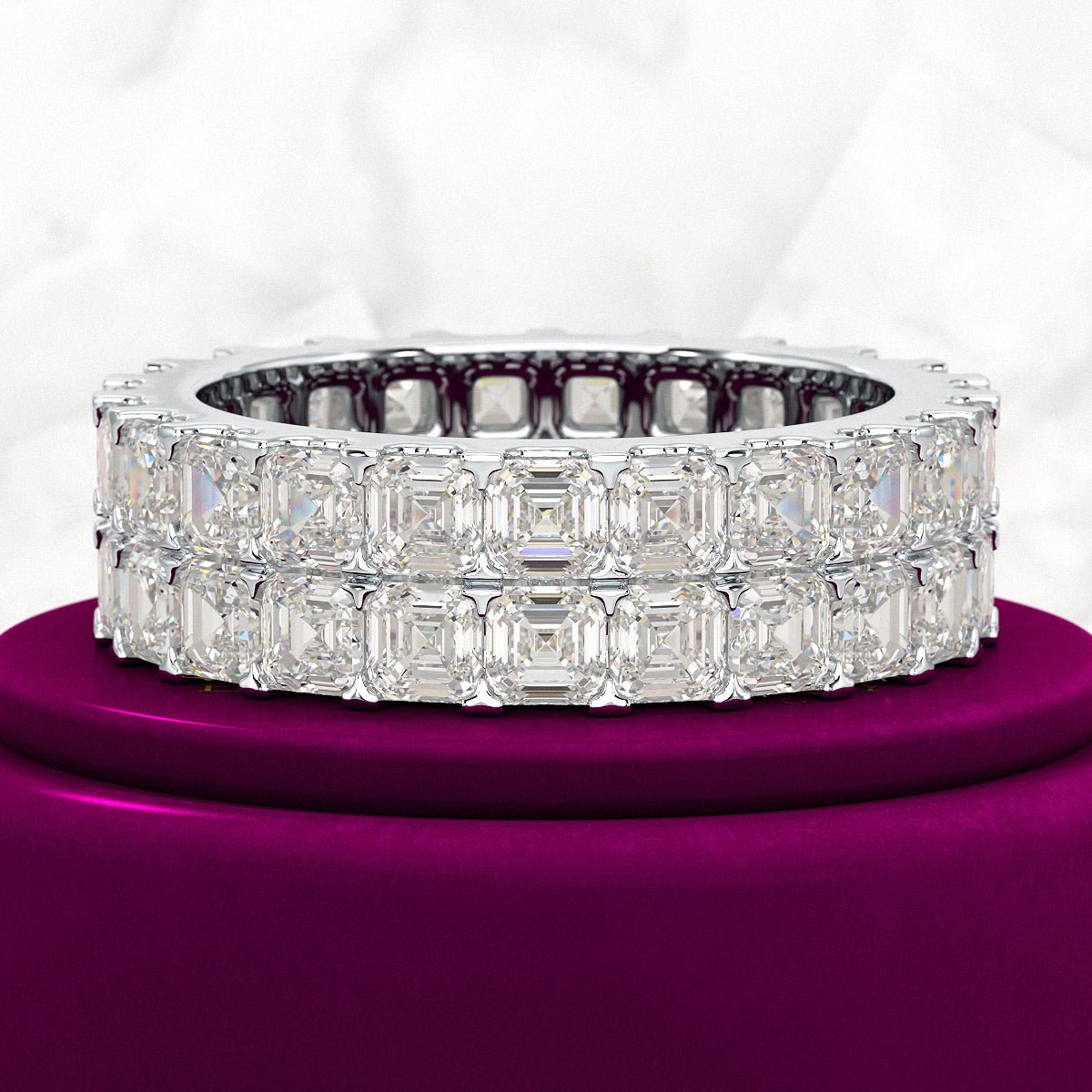 10 Carat Asscher Cut Diamond Wedding Band - Evara Jewelry LLC