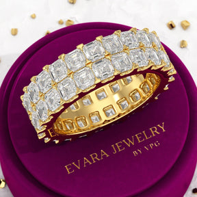 10 Carat Asscher Cut Diamond Wedding Band - Evara Jewelry LLC