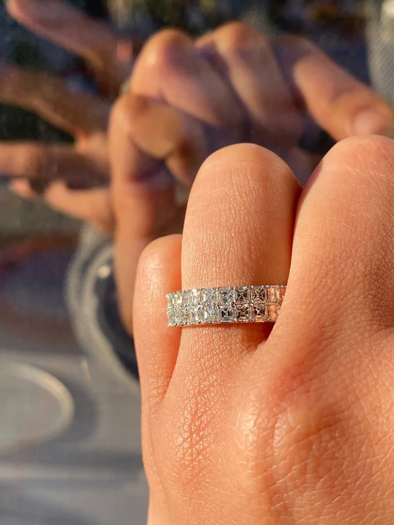 10 Carat Asscher Cut Diamond Wedding Band - Evara Jewelry LLC