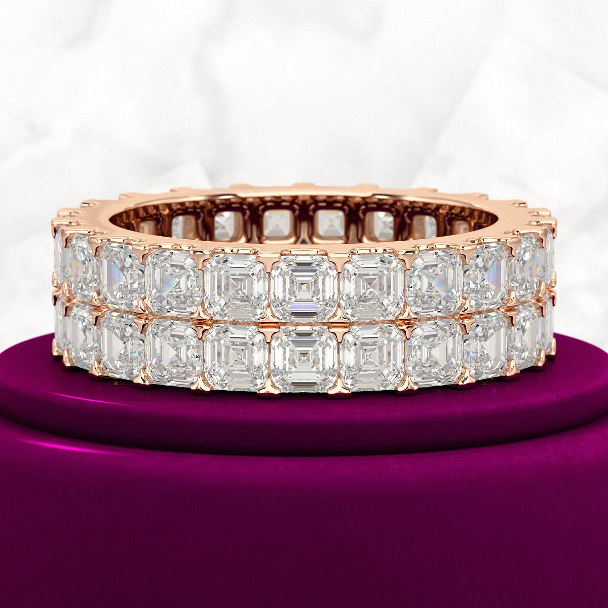 10 Carat Asscher Cut Diamond Wedding Band - Evara Jewelry LLC