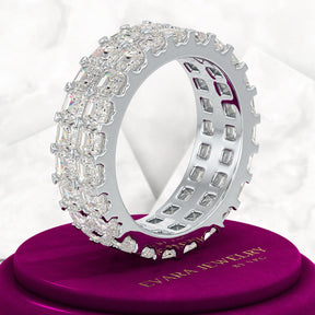10 Carat Asscher Cut Diamond Wedding Band - Evara Jewelry LLC
