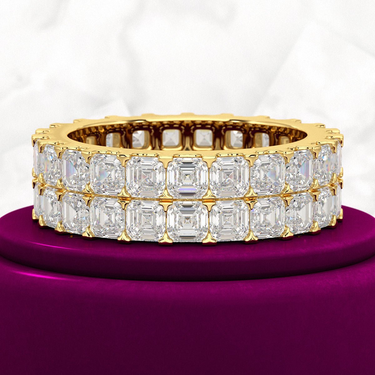 10 Carat Asscher Cut Diamond Wedding Band - Evara Jewelry LLC