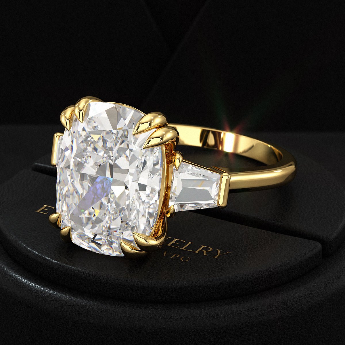 10 Carat Elongated Cushion Cut Diamond Engagement Ring - Evara Jewelry LLC