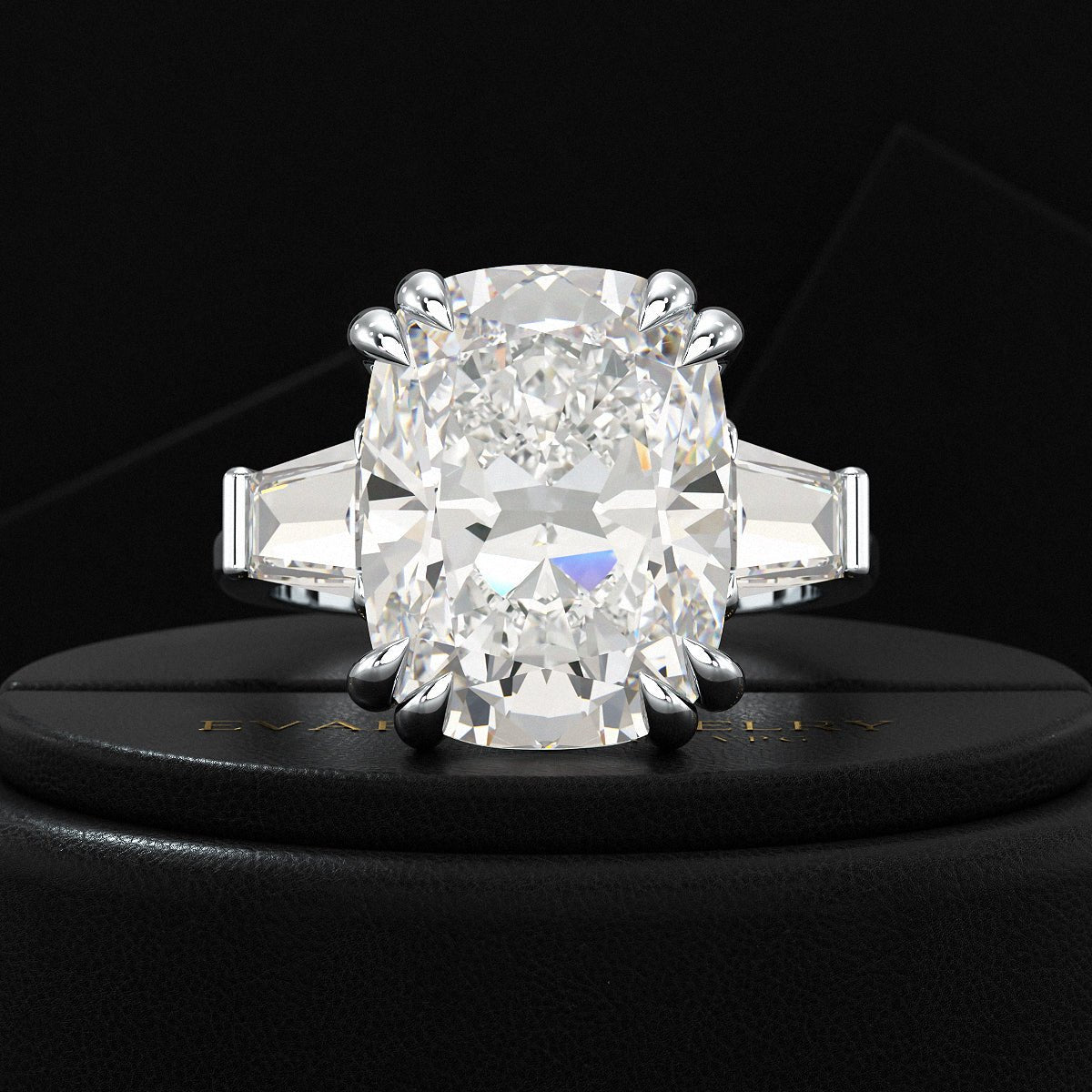 10 Carat Elongated Cushion Cut Diamond Engagement Ring - Evara Jewelry LLC