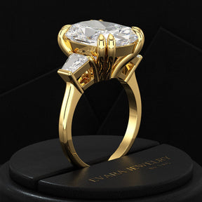 10 Carat Elongated Cushion Cut Diamond Engagement Ring - Evara Jewelry LLC