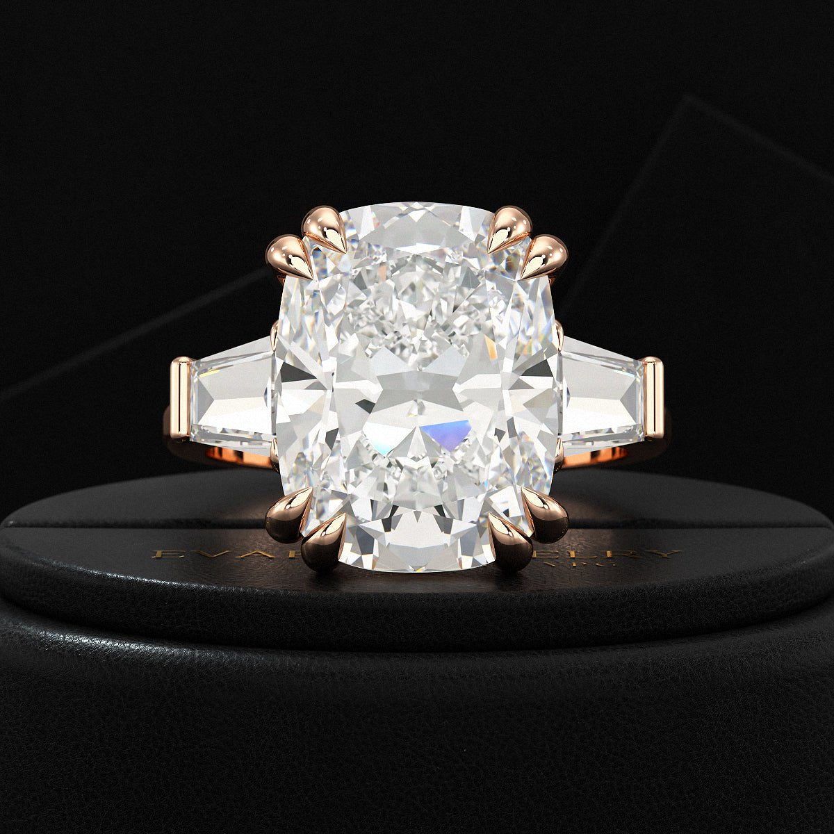 10 Carat Elongated Cushion Cut Diamond Engagement Ring - Evara Jewelry LLC
