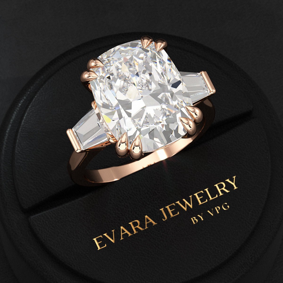 10 Carat Elongated Cushion Cut Diamond Engagement Ring - Evara Jewelry LLC