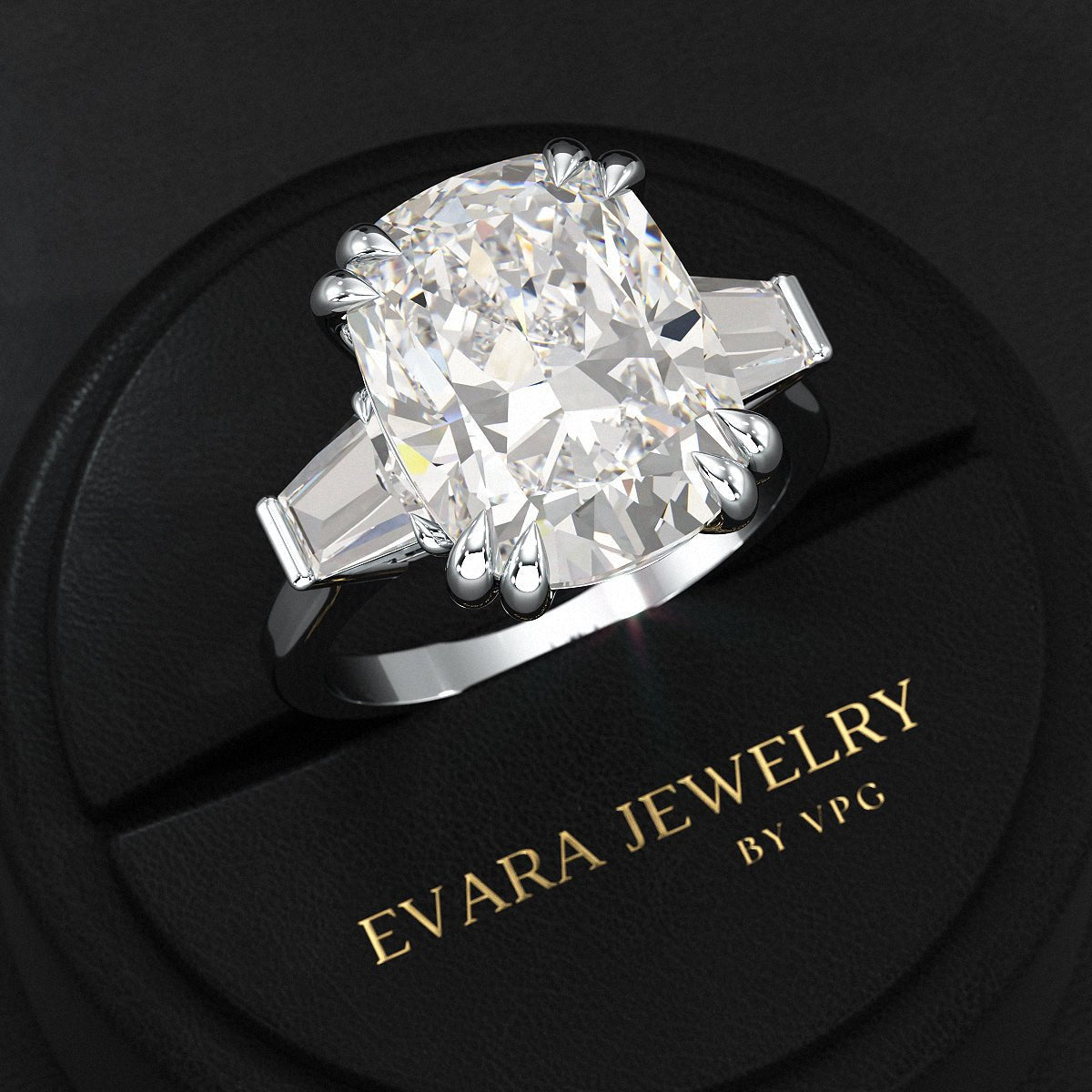 10 Carat Elongated Cushion Cut Diamond Engagement Ring - Evara Jewelry LLC