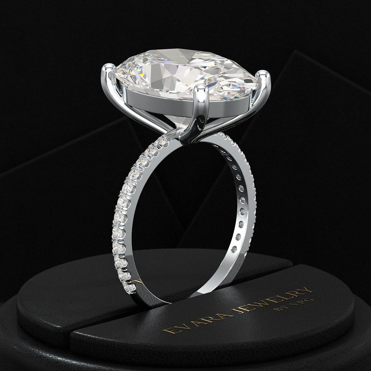 10 Carat Oval Cut Lab Grown Diamond Engagement Ring - Evara Jewelry LLC
