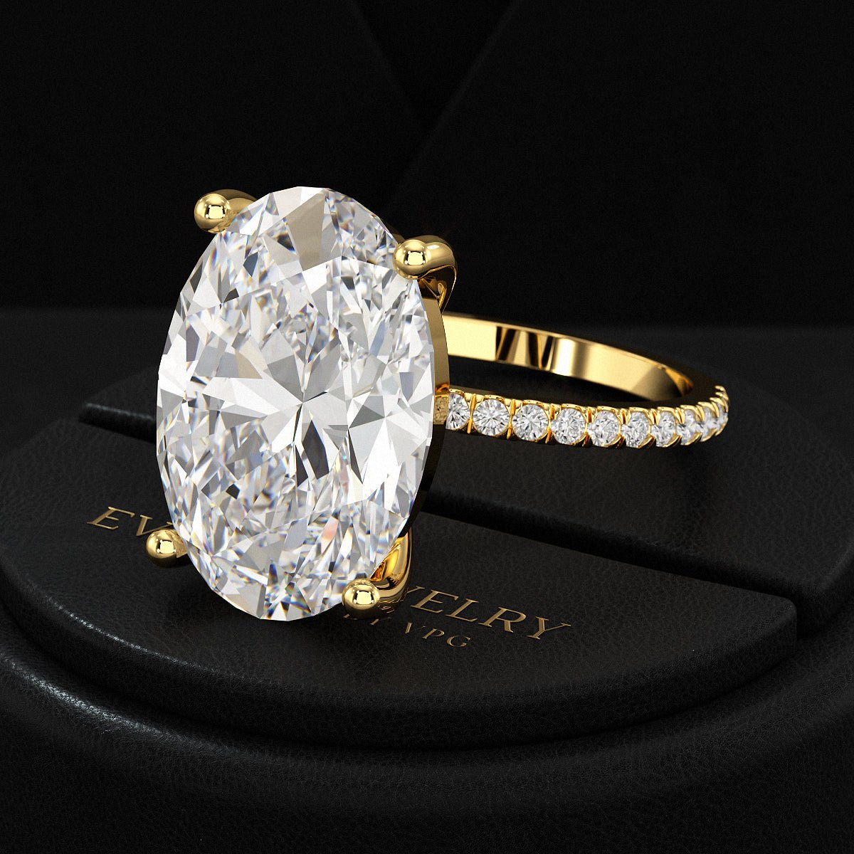 10 Carat Oval Cut Lab Grown Diamond Engagement Ring - Evara Jewelry LLC