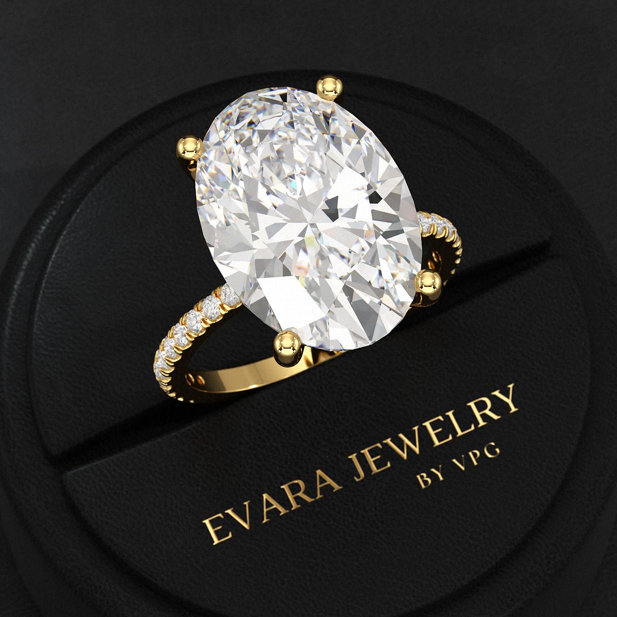 10 Carat Oval Cut Lab Grown Diamond Engagement Ring - Evara Jewelry LLC