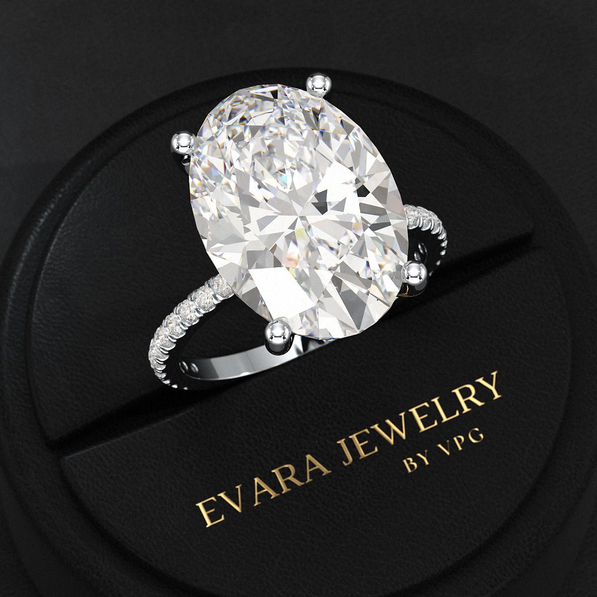 10 Carat Oval Cut Lab Grown Diamond Engagement Ring - Evara Jewelry LLC