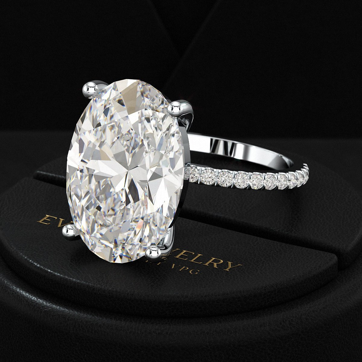 10 Carat Oval Cut Lab Grown Diamond Engagement Ring - Evara Jewelry LLC