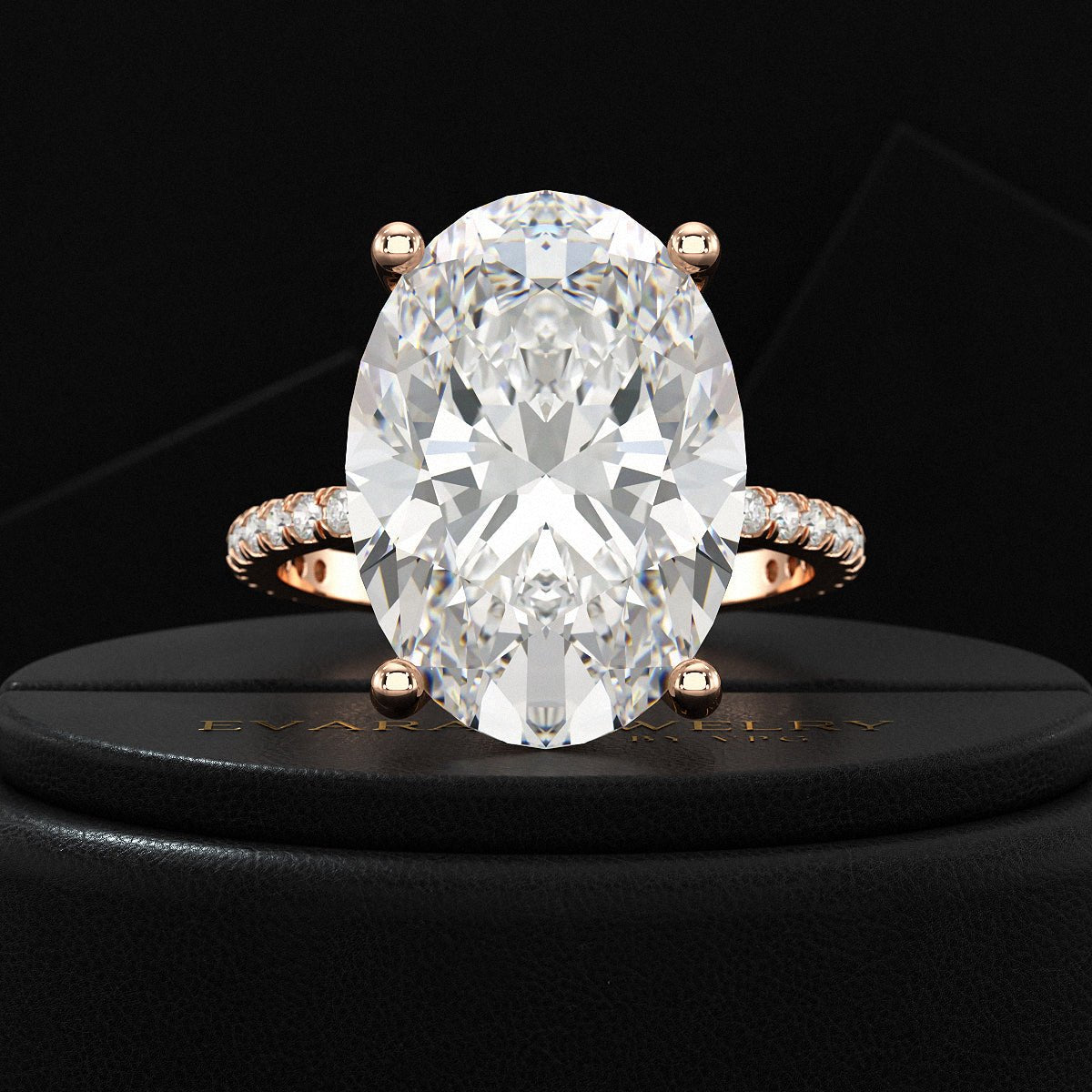10 Carat Oval Cut Lab Grown Diamond Engagement Ring - Evara Jewelry LLC