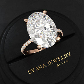 10 Carat Oval Cut Lab Grown Diamond Engagement Ring - Evara Jewelry LLC