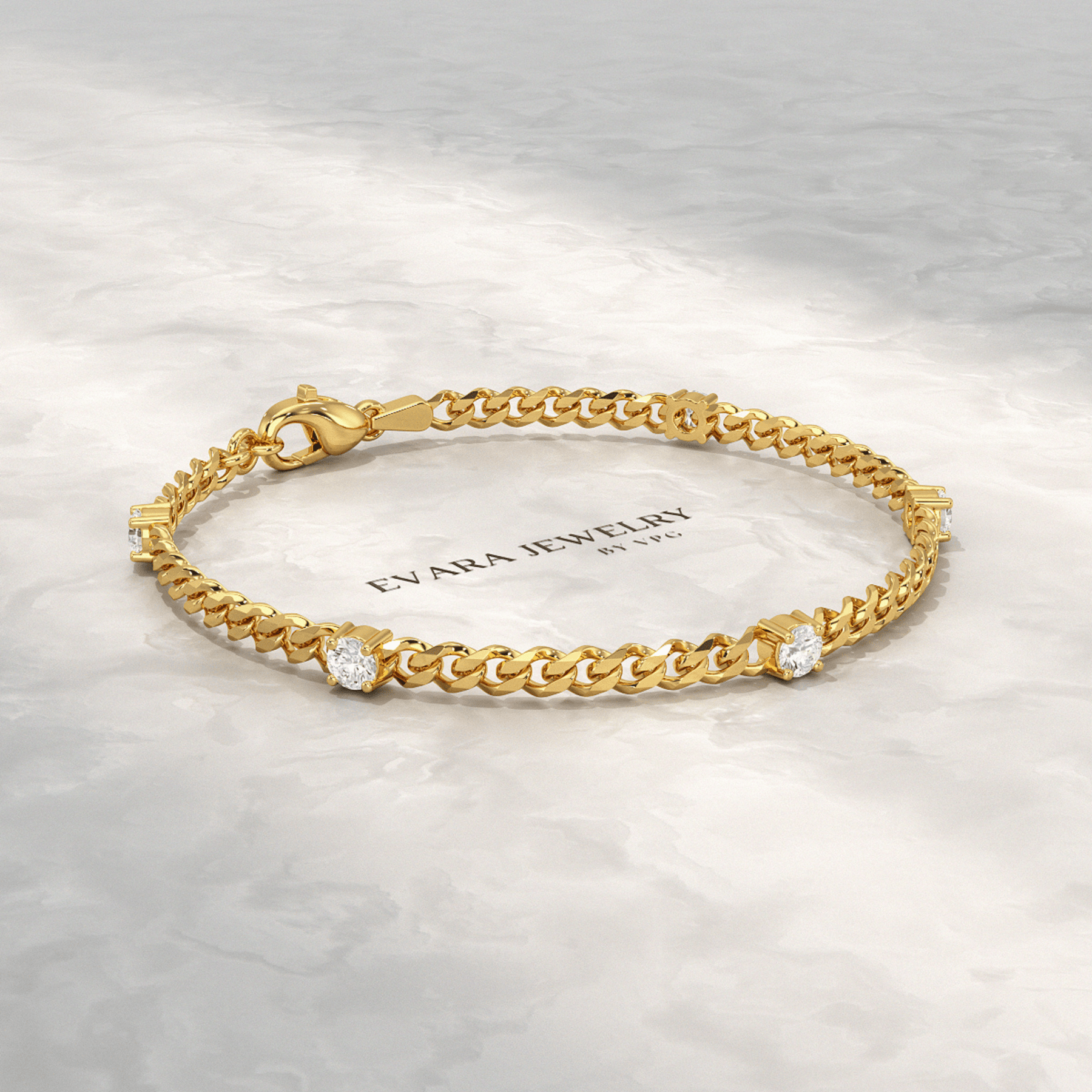 1.00 Carat Round Cut Diamond Cuban Chain Bracelet - Evara Jewelry LLC