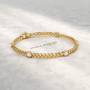 1.00 Carat Round Cut Diamond Cuban Chain Bracelet - Evara Jewelry LLC
