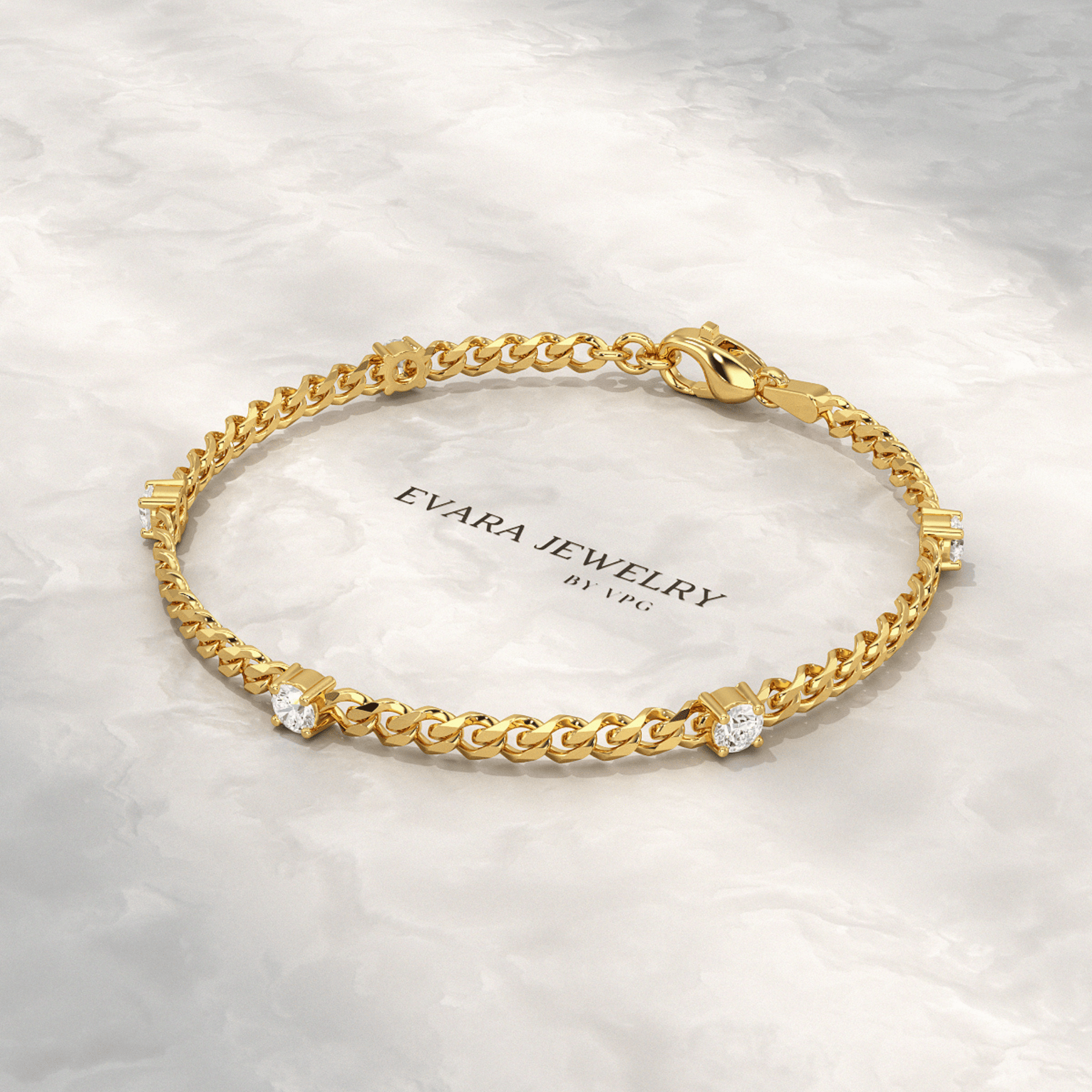 1.00 Carat Round Cut Diamond Cuban Chain Bracelet - Evara Jewelry LLC