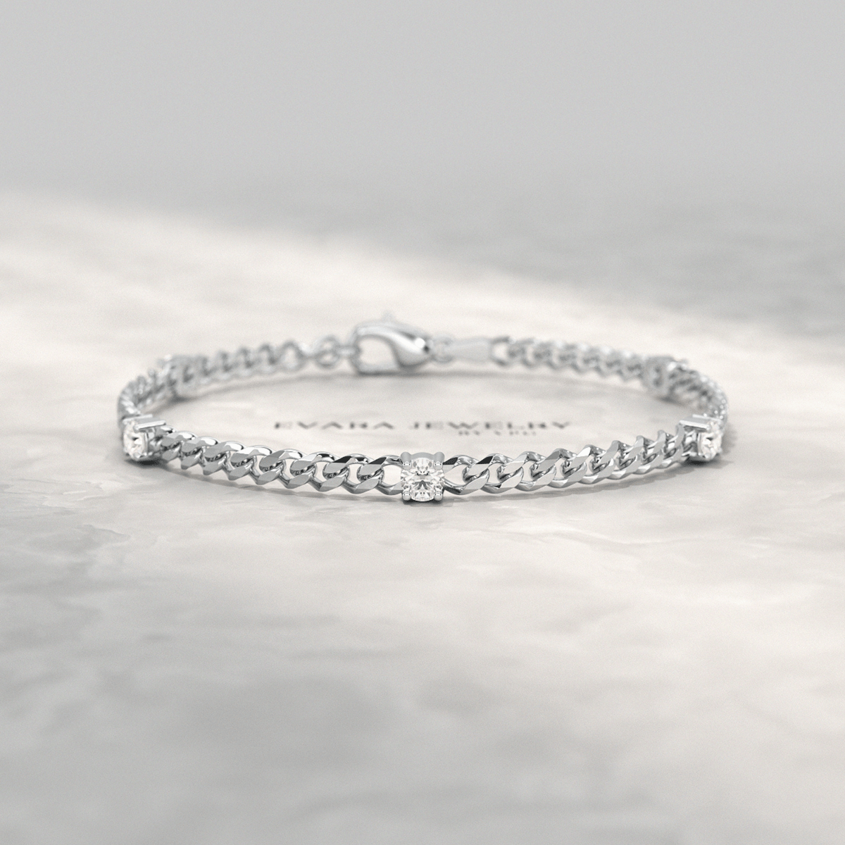 1.00 Carat Round Cut Diamond Cuban Chain Bracelet - Evara Jewelry LLC