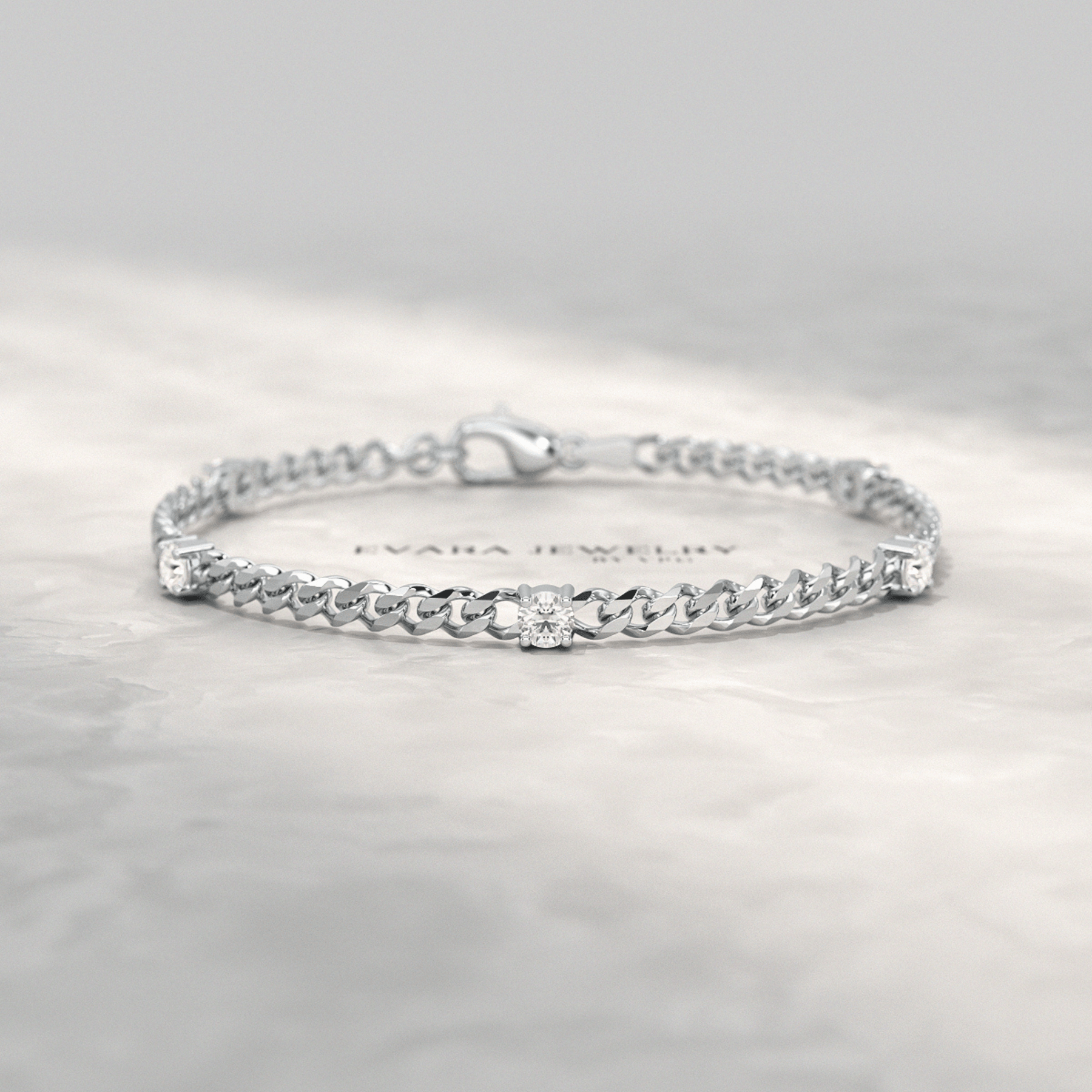 1.00 Carat Round Cut Diamond Cuban Chain Bracelet - Evara Jewelry LLC
