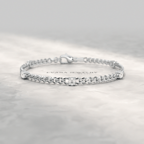 1.00 Carat Round Cut Diamond Cuban Chain Bracelet - Evara Jewelry LLC