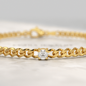 1.00 Carat Round Cut Diamond Cuban Chain Bracelet - Evara Jewelry LLC