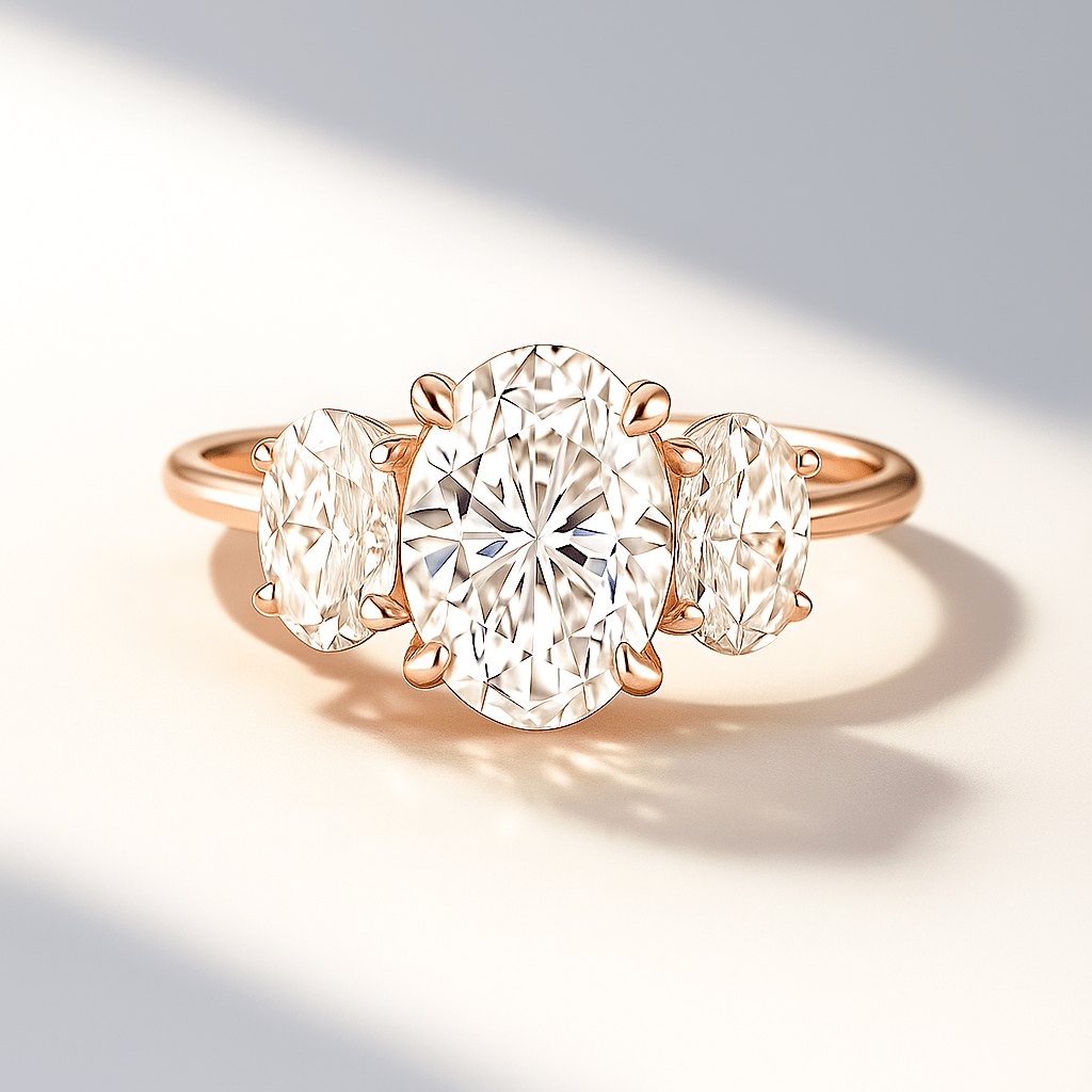 1.00 Carats Oval Cut Lab Grown Diamond Engagement Ring - Evara Jewelry LLC