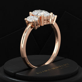 1.00 Carats Oval Cut Lab Grown Diamond Engagement Ring - Evara Jewelry LLC