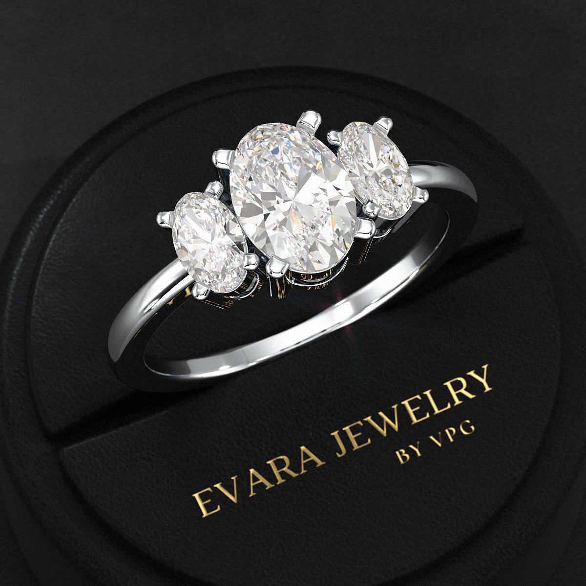 1.00 Carats Oval Cut Lab Grown Diamond Engagement Ring - Evara Jewelry LLC