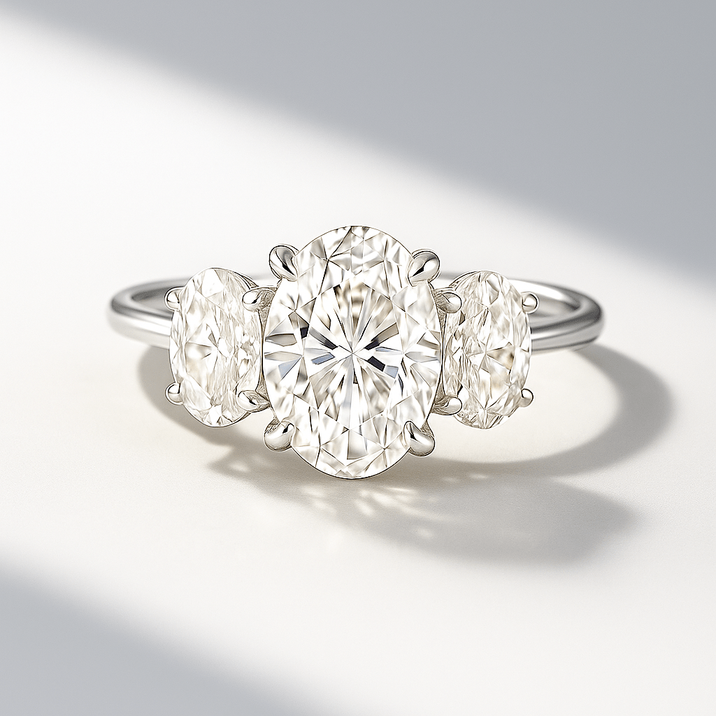 1.00 Carats Oval Cut Lab Grown Diamond Engagement Ring - Evara Jewelry LLC