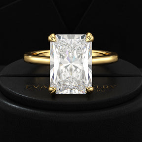 5 Carat Radiant Cut Diamond Solitaire Engagement Ring with Plain Band