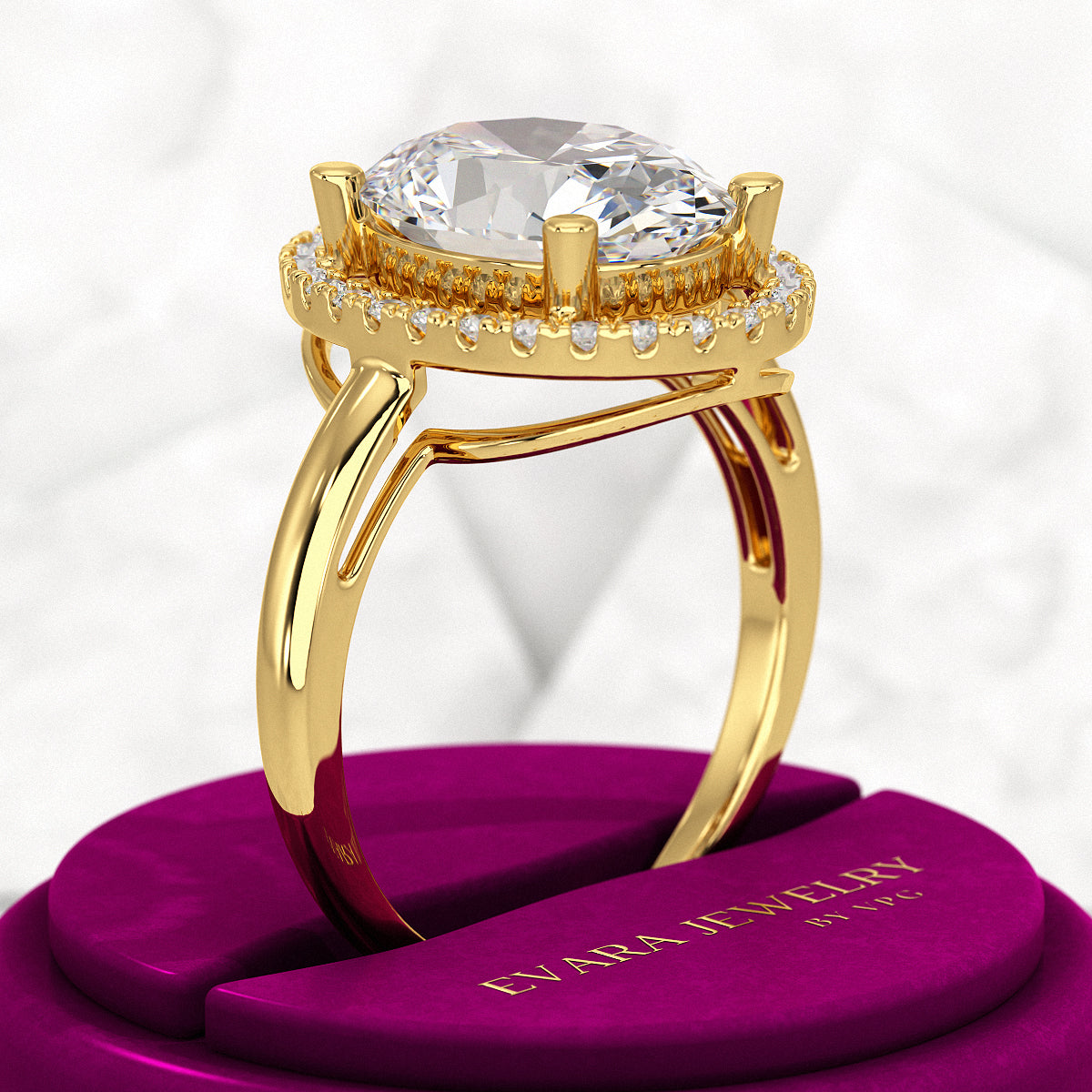 3 Carat Oval Lab Grown Diamond Halo Engagement Ring