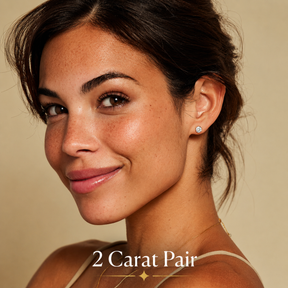 Round Cut Lab Grown Diamond Stud Earrings: 4 Prong Set, Push Back