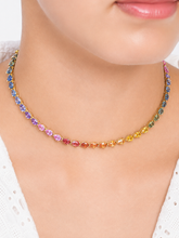 44 Carat Natural Pear-Cut Rainbow Sapphire Prong-Set Tennis Necklace