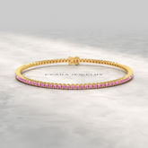 3.21 Carats Natural Pink Sapphire Tennis Bracelet in 14K/18K Yellow Gold